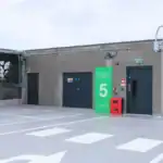 Car park rooftop with emergency exit level five