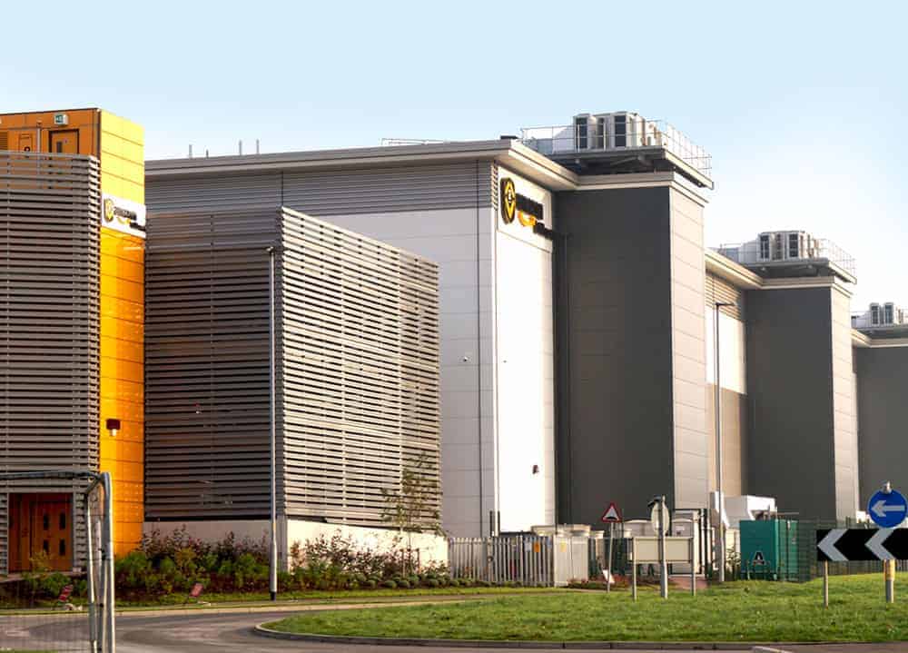 Modern industrial data centre building exterior